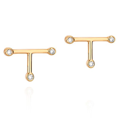 Brinco ouro amarelo 18k e diamantes 1 ponto