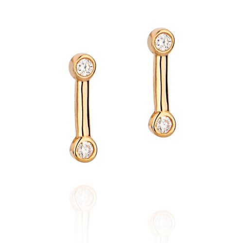 Brinco ouro amarelo 18k e diamantes 1 ponto